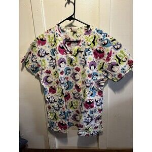 Dickies Christmas Penguin Scrub Top Womens Medium